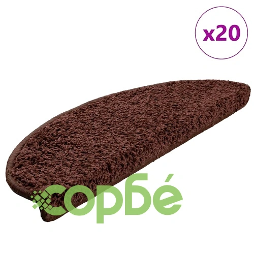 Стелки за стълби, 20 бр., кафяви, 65x21x4 см, 100% PP тъфтинг, противохлъзгащи ➤ топ цена ➤ sorbe.bg