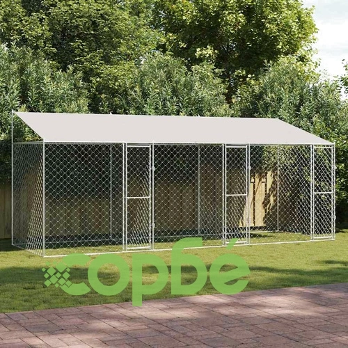 Клетка за куче с покрив и врати 600x200x256 см от галванизирана стомана ➤ топ цена ➤ sorbe.bg