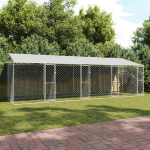 Клетка за куче с покрив и врати 800 x 200 x 256 см от галванизирана стомана