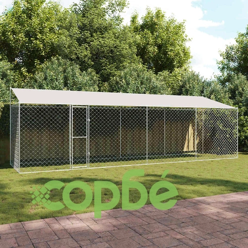 Просторна Клетка за Куче с Покрив 800 x 200 x 256 см от Галванизирана Стомана ➤ топ цена ➤ sorbe.bg