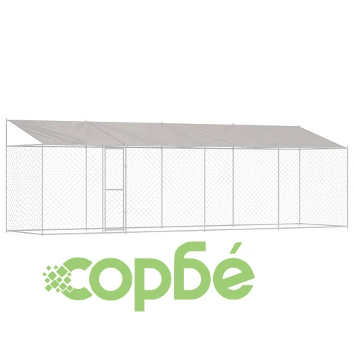 Просторна Клетка за Куче с Покрив 800 x 200 x 256 см от Галванизирана Стомана ➤ топ цена ➤ sorbe.bg