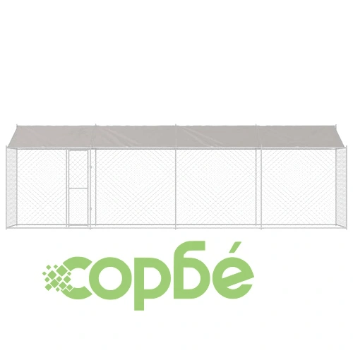 Просторна Клетка за Куче с Покрив 800 x 200 x 256 см от Галванизирана Стомана ➤ топ цена ➤ sorbe.bg