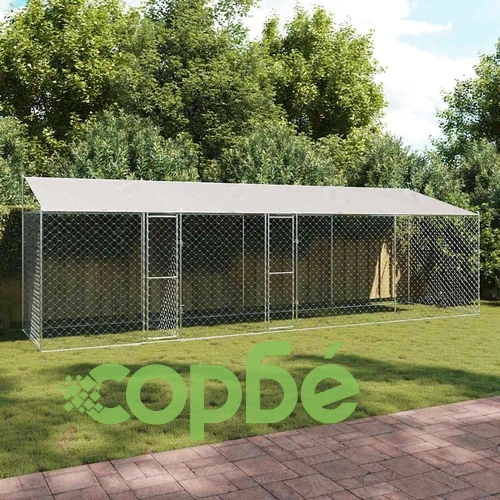 Просторна клетка за куче с покрив 800 x 200 x 256 см от галванизирана стомана ➤ топ цена ➤ sorbe.bg