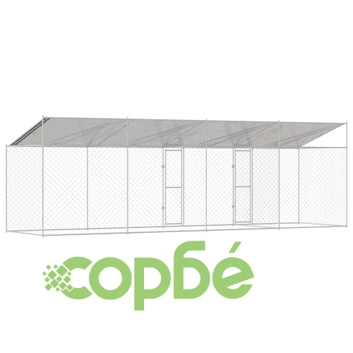 Просторна клетка за куче с покрив 800 x 200 x 256 см от галванизирана стомана ➤ топ цена ➤ sorbe.bg