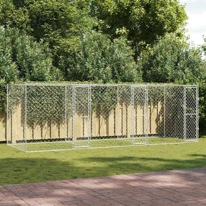 Клетка за куче от галванизирана стомана 600 x 200 x 200 см със сребристо покритие