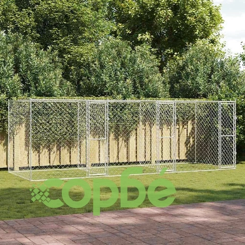 Клетка за куче от галванизирана стомана 600 x 200 x 200 см със сребристо покритие ➤ топ цена ➤ sorbe.bg