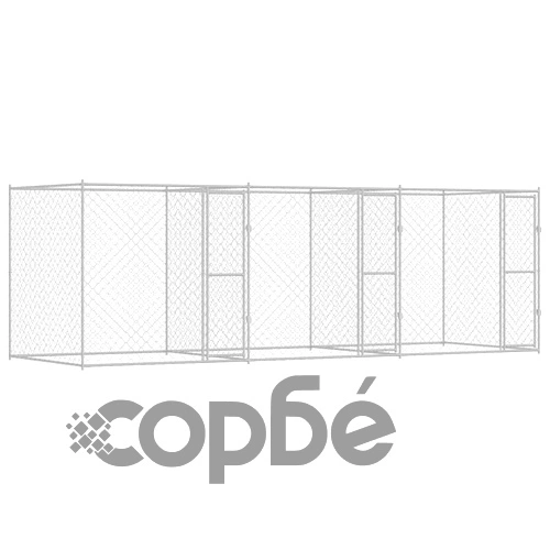 Клетка за куче от галванизирана стомана 600 x 200 x 200 см със сребристо покритие ➤ топ цена ➤ sorbe.bg