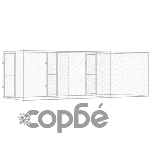 Клетка за куче от галванизирана стомана 600 x 200 x 200 см със сребристо покритие ➤ топ цена ➤ sorbe.bg