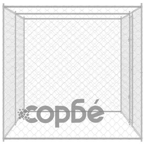 Клетка за куче с врата от поцинкована стомана 400 x 200 x 256 см, Сребрист ➤ топ цена ➤ sorbe.bg