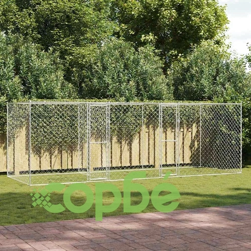 Клетка за куче от галванизирана стомана 600 x 200 x 200 см със сребристо покритие ➤ топ цена ➤ sorbe.bg