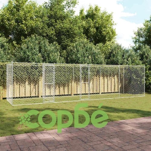 Просторна Клетка за Куче 800 x 200 x 200 см от Галванизирана Стомана, Сребриста ➤ топ цена ➤ sorbe.bg