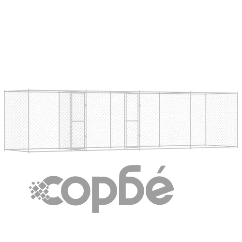 Просторна Клетка за Куче 800 x 200 x 200 см от Галванизирана Стомана, Сребриста ➤ топ цена ➤ sorbe.bg