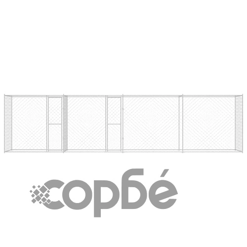 Просторна Клетка за Куче 800 x 200 x 200 см от Галванизирана Стомана, Сребриста ➤ топ цена ➤ sorbe.bg