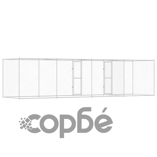 Просторна Клетка за Куче 800 x 200 x 200 см от Галванизирана Стомана, Сребриста ➤ топ цена ➤ sorbe.bg