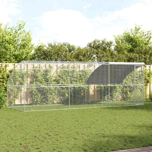 Клетка за кокошки с 3 врати, поцинкована стомана, 600x200x200 см, сребриста