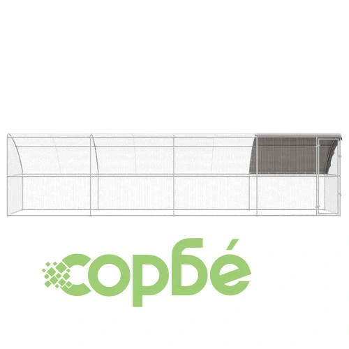 Клетка за пилета с покрив и врата сребриста поцинкована стомана 800x200x198.5 см ➤ топ цена ➤ sorbe.bg