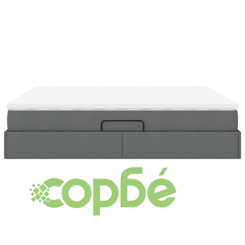Легло с ръфтово покритие и матрак, тапицирано, тъмно сиво, 180 x 200 см ➤ топ цена ➤ sorbe.bg
