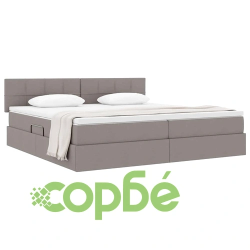 Легло с ръзможност за съхранение и матрак Таупе 200 x 200 см, Кадифе ➤ топ цена ➤ sorbe.bg