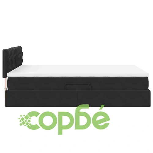 Легло с място за съхранение и табло, Кадифе, 140 x 200 см, Черно ➤ топ цена ➤ sorbe.bg
