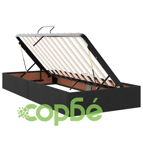 Легло с място за съхранение и табла, 100 x 200 см, Черно ➤ топ цена ➤ sorbe.bg