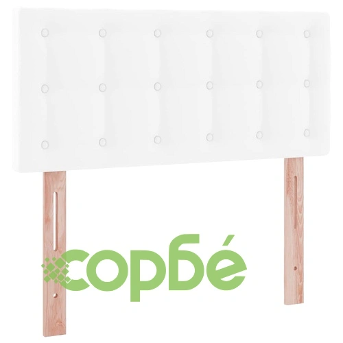 Легло с ракла за съхранение и LED осветление от еко кожа, 90 x 190 см, Чисто бяло ➤ топ цена ➤ sorbe.bg