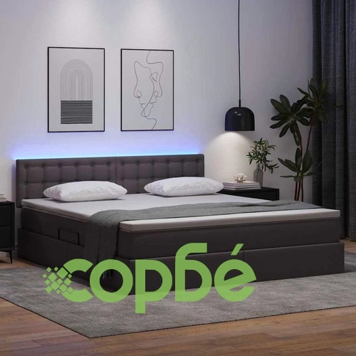 Легло с LED осветление и табла сиво 180x200 см PVC ➤ топ цена ➤ sorbe.bg