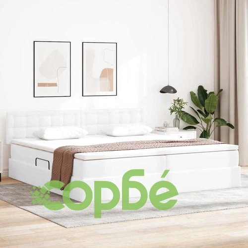 Легло с LED осветление светлосиво 200x200 см PVC с матрак ➤ топ цена ➤ sorbe.bg