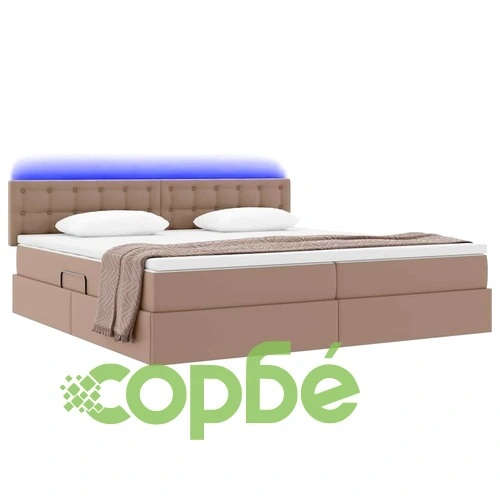 Легло с LED осветление от PVC светлосиво 200x200 см с матрак ➤ топ цена ➤ sorbe.bg