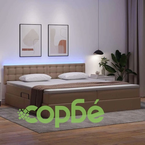 Легло с LED осветление от PVC светлосиво 200x200 см с матрак ➤ топ цена ➤ sorbe.bg