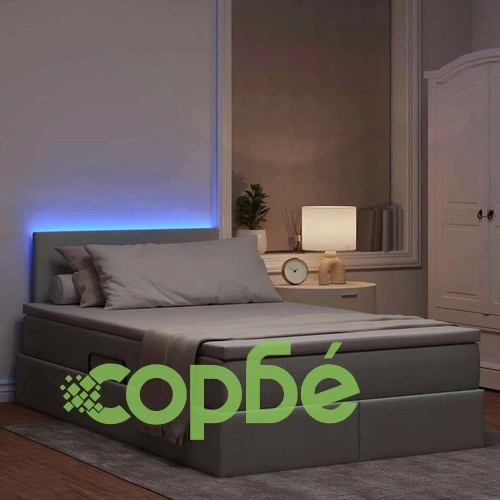 Легло с ЛЕД осветление и матрак, текстил, светлосиво, 120 x 200 см ➤ топ цена ➤ sorbe.bg