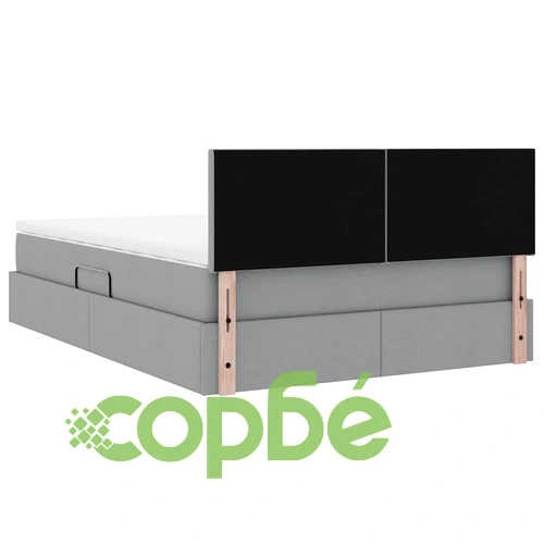 Легло с LED осветление светлосиво 140x190 см текстил с матрак ➤ топ цена ➤ sorbe.bg