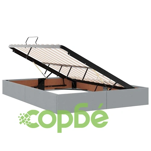 Легло с LED осветление светлосиво 140x190 см текстил с матрак ➤ топ цена ➤ sorbe.bg