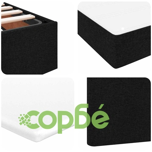 Легло с LED осветление черно 180x200 см текстил с матрак ➤ топ цена ➤ sorbe.bg
