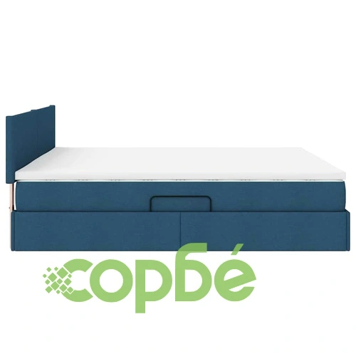 Легло с LED осветление и вградено съхранение синьо 180x200 см текстил ➤ топ цена ➤ sorbe.bg