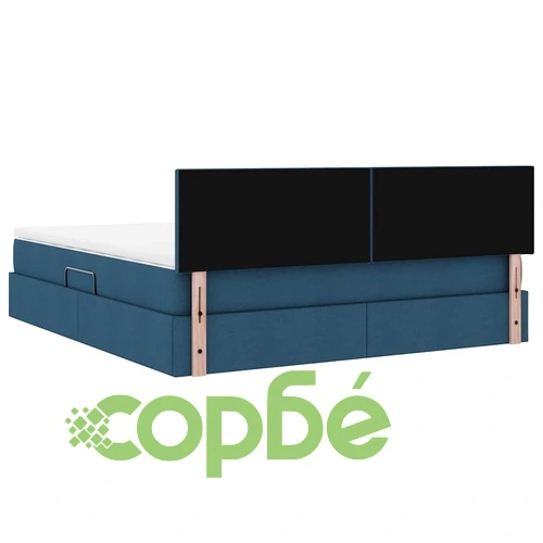 Легло с LED осветление и вградено съхранение синьо 180x200 см текстил ➤ топ цена ➤ sorbe.bg