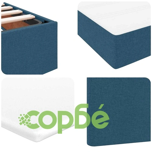 Легло с LED осветление и вградено съхранение синьо 180x200 см текстил ➤ топ цена ➤ sorbe.bg