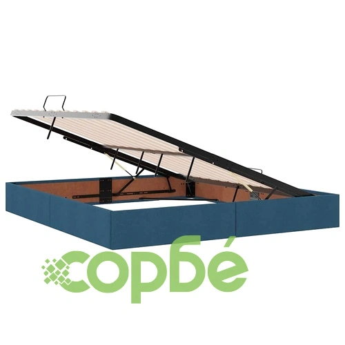 Легло с LED осветление и вградено съхранение синьо 180x200 см текстил ➤ топ цена ➤ sorbe.bg