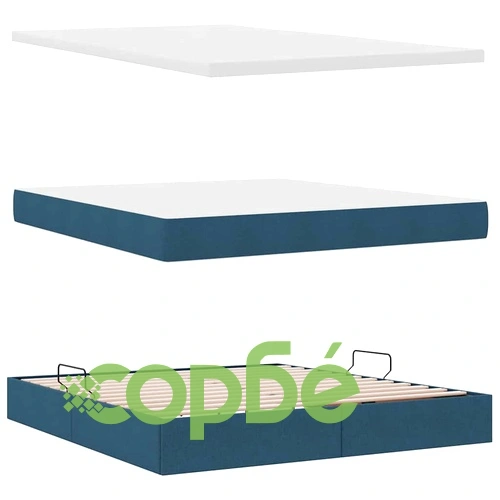 Легло с LED осветление и вградено съхранение синьо 180x200 см текстил ➤ топ цена ➤ sorbe.bg