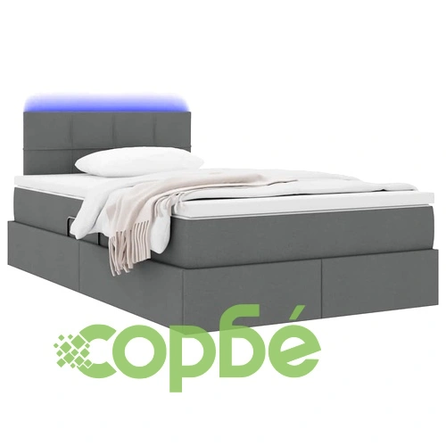 Легло с LED осветление и матрак, Тъмносиво, 120 x 200 см, Текстил ➤ топ цена ➤ sorbe.bg