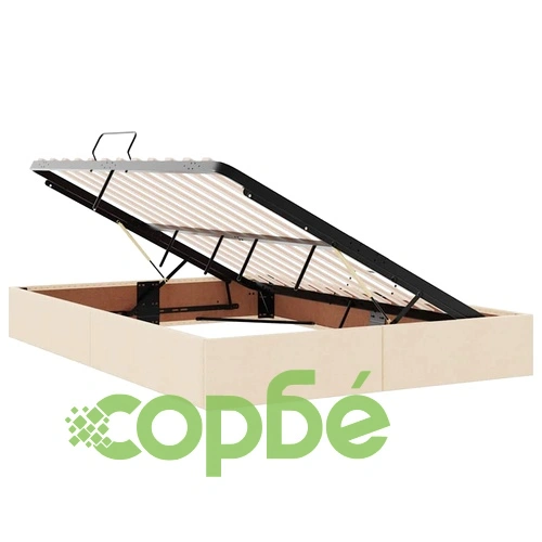Легло с LED осветление и матрак, текстил, кремаво, 140 x 190 см ➤ топ цена ➤ sorbe.bg