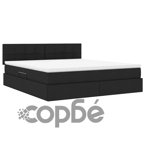Легло с LED осветление черно 180x200 см текстил с матрак ➤ топ цена ➤ sorbe.bg
