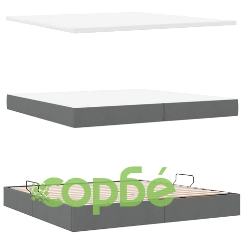 Легло с LED осветление тъмносиво 200x200 см текстил с матрак ➤ топ цена ➤ sorbe.bg