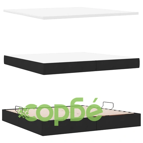 Легло с LED осветление черно 200x200 см текстил с матрак ➤ топ цена ➤ sorbe.bg