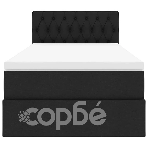LED легло с матрак и табла, тапицирано, 90 x 200 см, Черно ➤ топ цена ➤ sorbe.bg