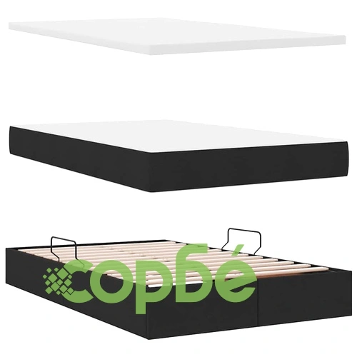Легло с LED осветление и матрак, текстил, черно, 120 x 200 см ➤ топ цена ➤ sorbe.bg