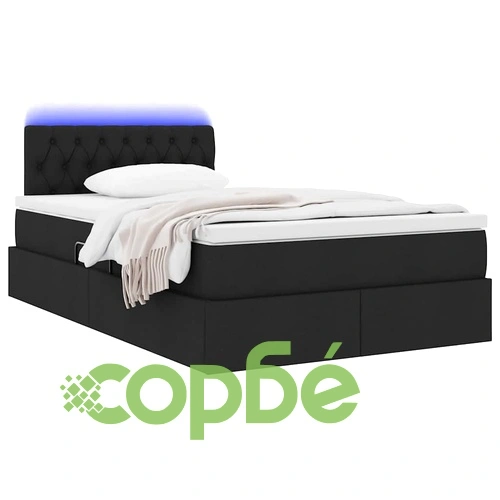 Легло с LED осветление и матрак, текстил, черно, 120 x 200 см ➤ топ цена ➤ sorbe.bg