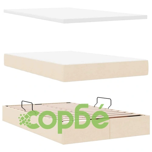 Легло с LED осветление и матрак, текстил, кремаво, 120 x 200 см ➤ топ цена ➤ sorbe.bg