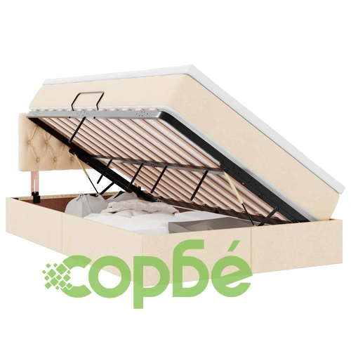 Легло с LED осветление и матрак, текстил, кремаво, 120 x 200 см ➤ топ цена ➤ sorbe.bg