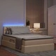 Легло с LED осветление и матрак, текстил, кремаво, 120 x 200 см