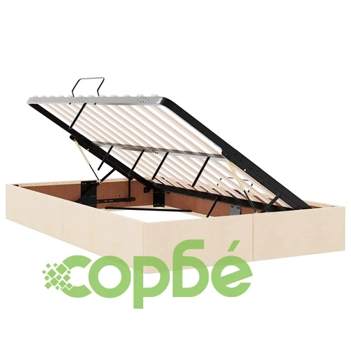 Легло с LED осветление и матрак, текстил, кремаво, 120 x 200 см ➤ топ цена ➤ sorbe.bg
